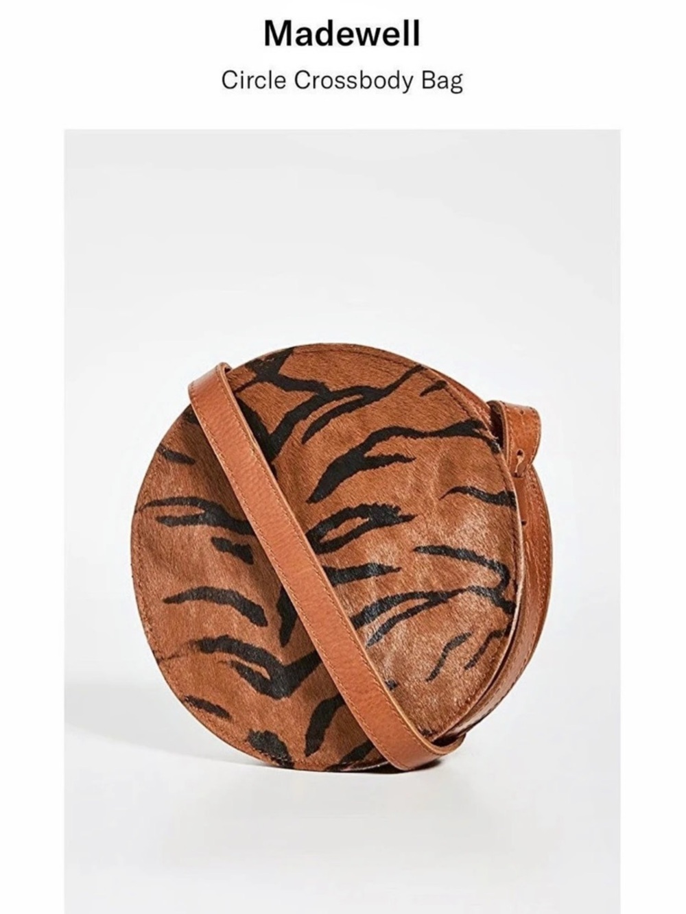 Madewell The Simple Circle Crossbody Bag in Calf Hair Brown & Black